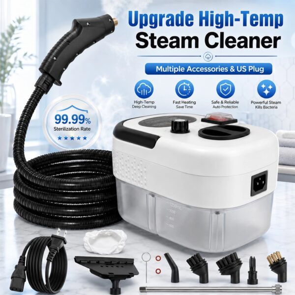 2500W High Temp Portable Handheld Steam Cleaner for Home Couch Car Detailing and Upholstery Cleaning