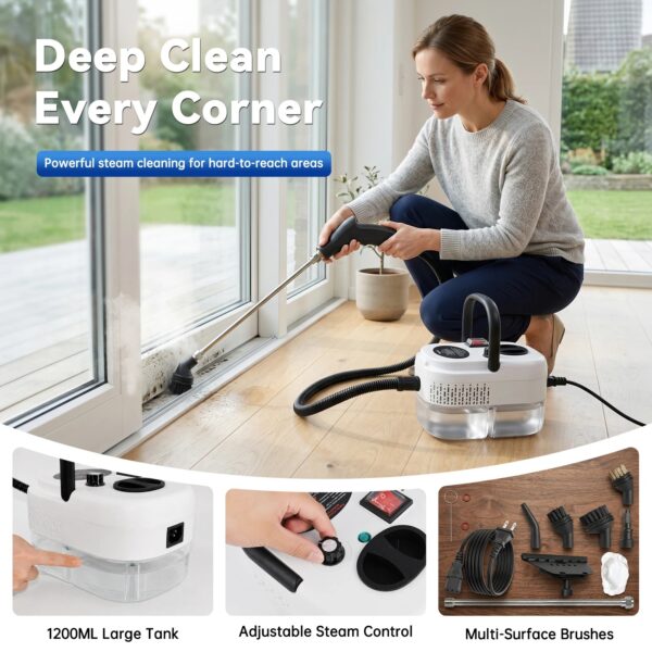 2500W High Temp Portable Handheld Steam Cleaner for Home Couch Car Detailing and Upholstery Cleaning