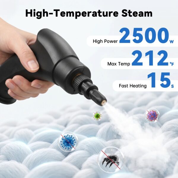 2500W High Temp Portable Handheld Steam Cleaner for Home Couch Car Detailing and Upholstery Cleaning