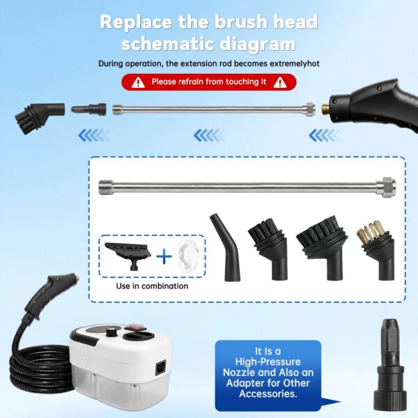 2500W High Temp Portable Handheld Steam Cleaner for Home Couch Car Detailing and Upholstery Cleaning