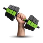 Adjustable Dumbbell Set 44 Lbs Converts to Barbell Kettlebell and Push Up Stands