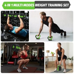 Adjustable Dumbbell Set 44 Lbs Converts to Barbell Kettlebell and Push Up Stands