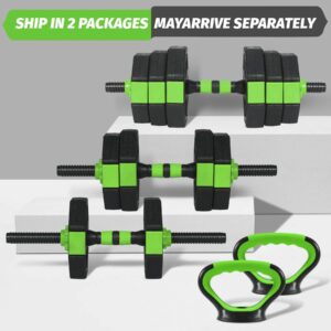 Adjustable Dumbbell Set 44 Lbs Converts to Barbell Kettlebell and Push Up Stands
