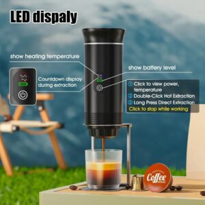 Denokin 3-in-1 Portable Espresso Machine for DG & NS Capsules and Ground Coffee, 20 Bar