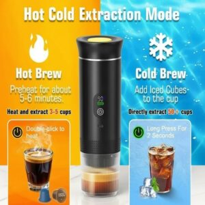 Denokin 3-in-1 Portable Espresso Machine for DG & NS Capsules and Ground Coffee, 20 Bar