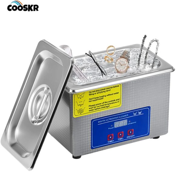 Digital Ultrasonic Cleaner 800ml Stainless Steel Tank Professional Jewelry Cleaning Machine for Glasses Watches and Rings 40kHz