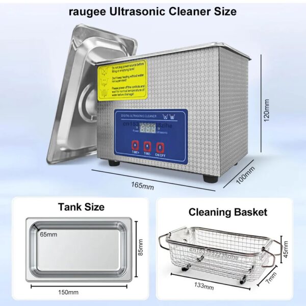 Digital Ultrasonic Cleaner 800ml Stainless Steel Tank Professional Jewelry Cleaning Machine for Glasses Watches and Rings 40kHz