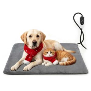 Electric Pet Heating Pad for Dogs and Cats 24x18 Inches Waterproof Heated Bed with Auto-Off Timer and Chew-Proof Cord