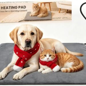Electric Pet Heating Pad for Dogs and Cats 24x18 Inches Waterproof Heated Bed with Auto-Off Timer and Chew-Proof Cord
