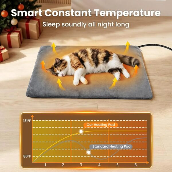 Electric Pet Heating Pad for Dogs and Cats 24x18 Inches Waterproof Heated Bed with Auto-Off Timer and Chew-Proof Cord