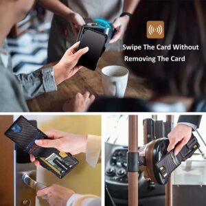 Minimalist Carbon Fiber Wallet for Men with RFID Blocking Pop Up Card Holder and Money Clip Slim Bifold Design