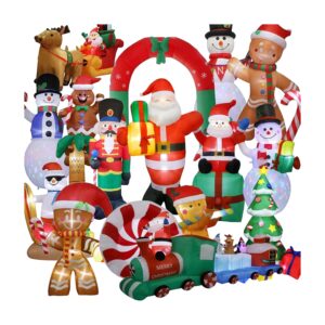 Outdoor Christmas Inflatable Decorations with LED Lights | Large Polyester LED Christmas Inflatable for Yard and Garden Parties