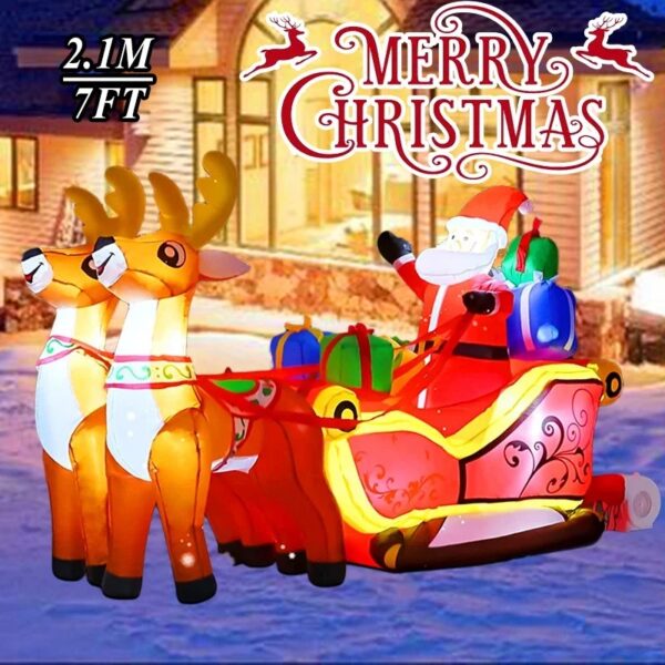 Outdoor Christmas Inflatable Decorations with LED Lights | Large Polyester LED Christmas Inflatable for Yard and Garden Parties