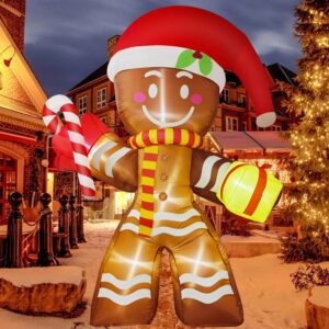 Outdoor Christmas Inflatable Decorations with LED Lights | Large Polyester LED Christmas Inflatable for Yard and Garden Parties