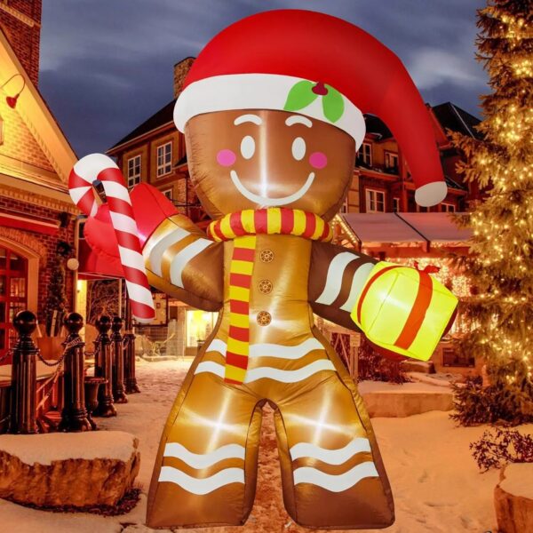 Outdoor Christmas Inflatable Decorations with LED Lights | Large Polyester LED Christmas Inflatable for Yard and Garden Parties