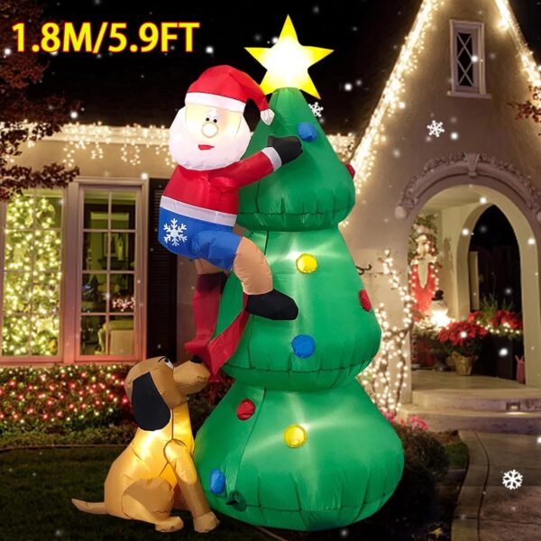 Outdoor Christmas Inflatable Decorations with LED Lights | Large Polyester LED Christmas Inflatable for Yard and Garden Parties