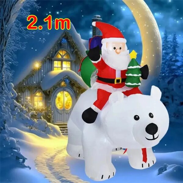 Outdoor Christmas Inflatable Decorations with LED Lights | Large Polyester LED Christmas Inflatable for Yard and Garden Parties