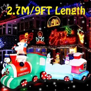 Outdoor Christmas Inflatable Decorations with LED Lights | Large Polyester LED Christmas Inflatable for Yard and Garden Parties