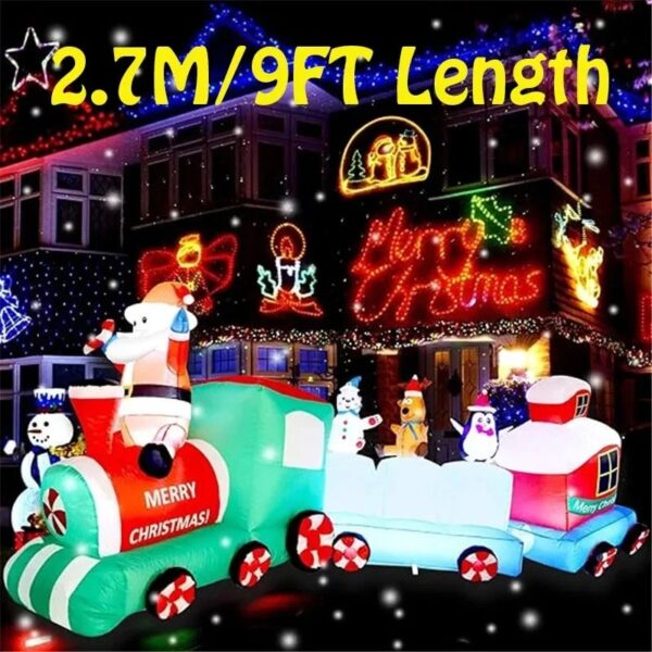 Outdoor Christmas Inflatable Decorations with LED Lights | Large Polyester LED Christmas Inflatable for Yard and Garden Parties