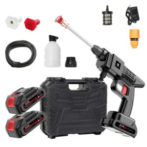 Portable Cordless Electric Power Washer Kit 21V Battery Pressure Washer Gun for Car Washing Cleaning Patios Driveways and Gardens