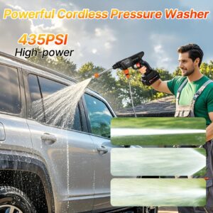 Portable Cordless Electric Power Washer Kit 21V Battery Pressure Washer Gun for Car Washing Cleaning Patios Driveways and Gardens