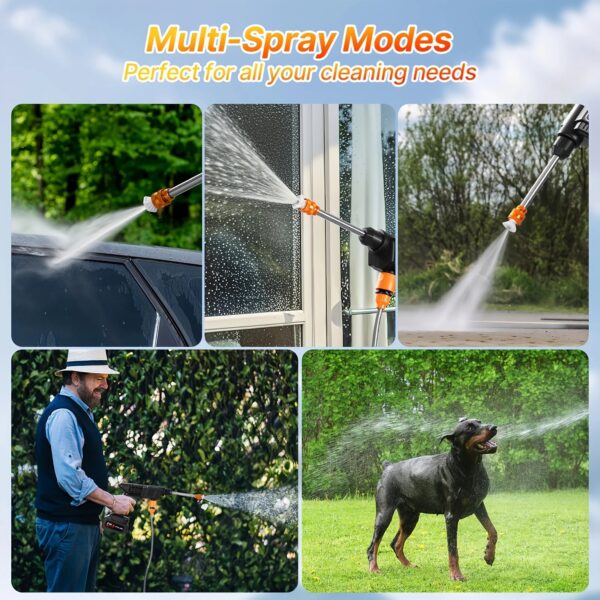 Portable Cordless Electric Power Washer Kit 21V Battery Pressure Washer Gun for Car Washing Cleaning Patios Driveways and Gardens