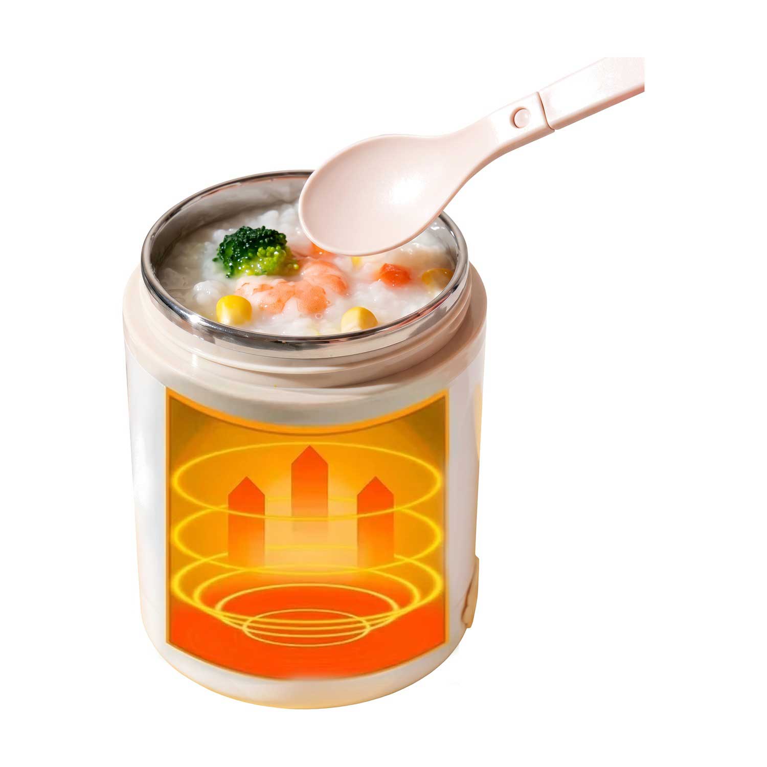 Portable Electric Lunch Box Insulated Food Jar 600ML USB Heating Stainless Steel Food Warmer Container for Travel Car and Office
