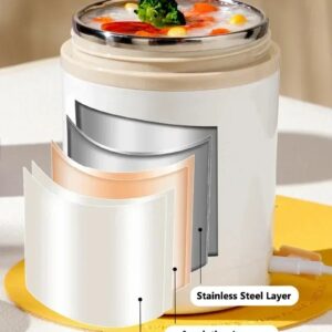 Portable Electric Lunch Box Insulated Food Jar 600ML USB Heating Stainless Steel Food Warmer Container for Travel Car and Office