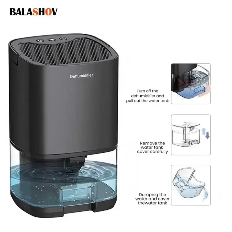 Quiet Portable Dehumidifier for Bedroom and Home 36W Small Electric Moisture Absorber Machine Air Dryer for Office and Kitchen