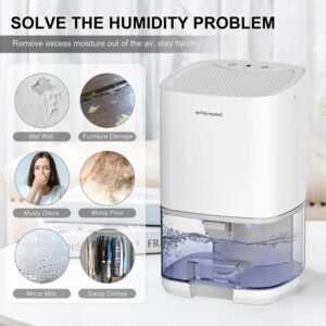 Quiet Portable Dehumidifier for Bedroom and Home 36W Small Electric Moisture Absorber Machine Air Dryer for Office and Kitchen