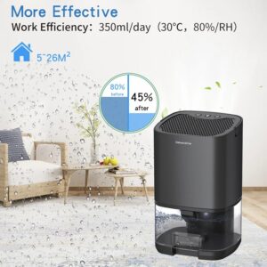 Quiet Portable Dehumidifier for Bedroom and Home 36W Small Electric Moisture Absorber Machine Air Dryer for Office and Kitchen
