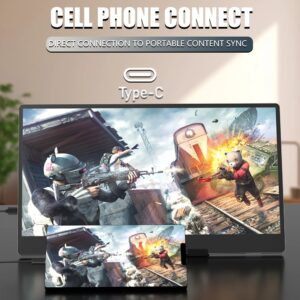 Slim 14 Inch USB C Portable Monitor for Laptop with Built-in Speakers and 60Hz Screen for Work and Gaming