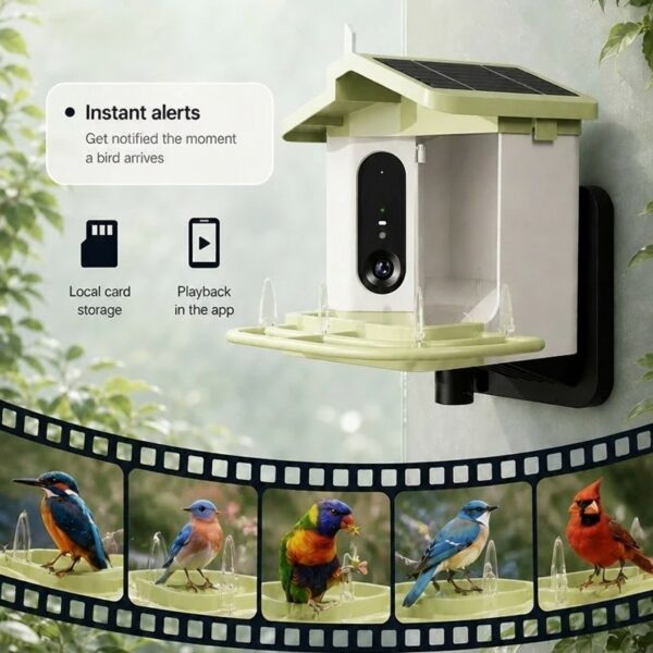 Smart Solar Bird Feeder with AI Camera, 1.5L Capacity, and Full Color Night Vision