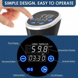 Wancle 1100W Sous Vide Cooker Immersion Circulator with Digital Touch Display